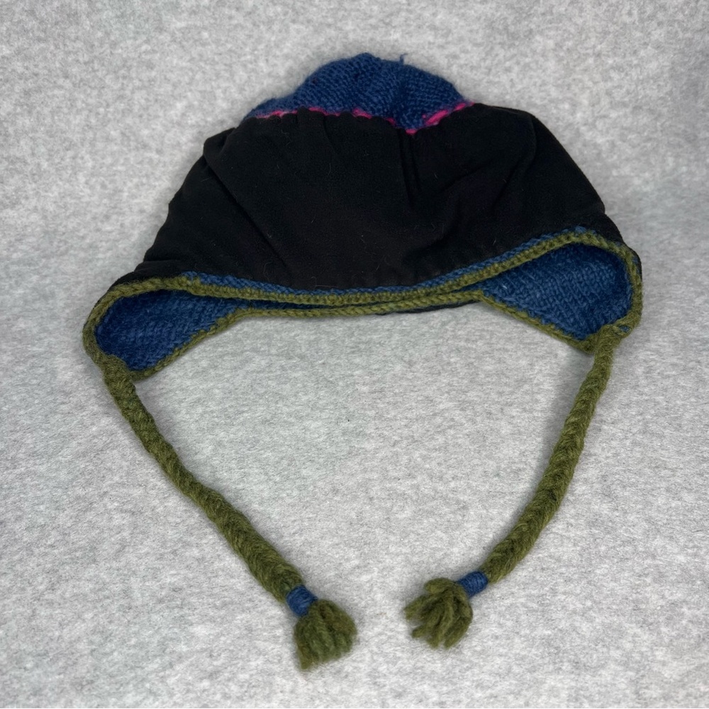 Lost Horizons 100% Wool Beanie Ear Flap Hat Fair Trade Nepal Artisan Hand Knit - Picture 8 of 11